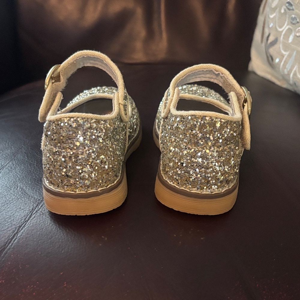 L'Amour Girls Champagne Glitter Mary Janes - Picture 3 of 4